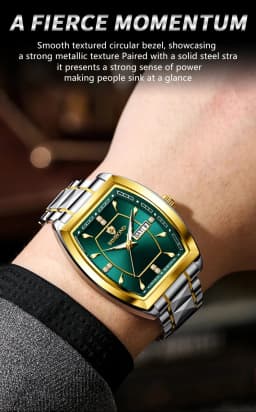 BINBOND 2pcs/Set Square Couple for Watch Fashion Stainless Men Ladies Quartz Watch Lover Waterproof Date Week Luminous Watch