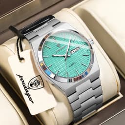 POEDAGAR Fashion Couple Watch Waterproof Stainless Steel Men Wristwatch Luminous Date Week Quartz Watches For Boyfriend+Gift Box