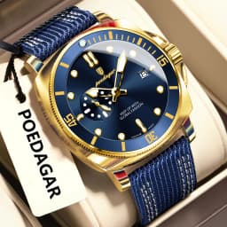 POEDAGAR Luxury Fashion Male Wristwatch Luminous Waterproof Date Watches For Men Nylon Leather Quartz Business Men's Clock Reloj