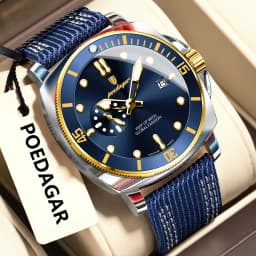 POEDAGAR Luxury Fashion Male Wristwatch Luminous Waterproof Date Watches For Men Nylon Leather Quartz Business Men's Clock Reloj