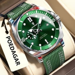 POEDAGAR Luxury Fashion Male Wristwatch Luminous Waterproof Date Watches For Men Nylon Leather Quartz Business Men's Clock Reloj