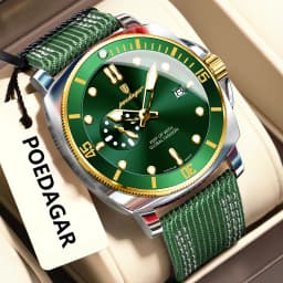 POEDAGAR Luxury Fashion Male Wristwatch Luminous Waterproof Date Watches For Men Nylon Leather Quartz Business Men's Clock Reloj