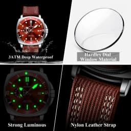 POEDAGAR Luxury Fashion Male Wristwatch Luminous Waterproof Date Watches For Men Nylon Leather Quartz Business Men's Clock Reloj