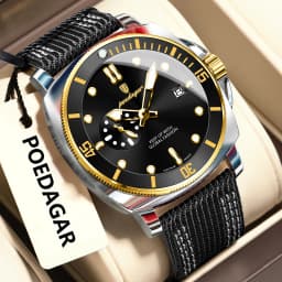 POEDAGAR Luxury Fashion Male Wristwatch Luminous Waterproof Date Watches For Men Nylon Leather Quartz Business Men's Clock Reloj