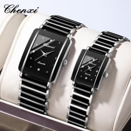 CHENXI 104A Couple's Watches Luxury Waterproof Relojes Para Damas Wristwatch for Woman and Man Simulated-Ceramics Strap Gift