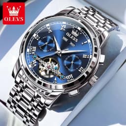 OLEVS 6607+6602 Original Men Women Watch Luxury Brand Tourbillon Mechanical Watch High End Romantic Lover Date Gift Couple Watch
