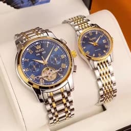 OLEVS 6607+6602 Original Men Women Watch Luxury Brand Tourbillon Mechanical Watch High End Romantic Lover Date Gift Couple Watch