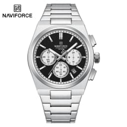NAVIFORCE Male Quartz Stylish Watches Chronograph Waterproof Luminous Hands Stainless Steel Band Men Luxury Business Wristwatch