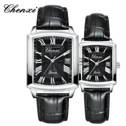 CHENXI 079A Fashion Couple Quartz Watches Casual Retro Clocks Calendar Waterproof Leather Strap Classic Men Women Wristwatch