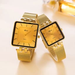 Fashion Couple Watches for Lovers Men Women Classic Simple Square Steel Mesh Strap Waterproof Quartz Wristwatches Drop Shipping