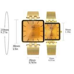 Fashion Couple Watches for Lovers Men Women Classic Simple Square Steel Mesh Strap Waterproof Quartz Wristwatches Drop Shipping