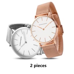 2Pcs Fashion Women's Set Watch 6.9mm Ultra Thin Japanese Movement Minimalist Valentine Day Mens Quartz Watch Relogios Masculino