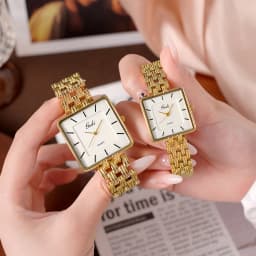 Men Watch Business Simple Square Couple Watches Waterproof Stainless Steel Premium Ultra Thin Women Fashion Quartz Wristwatches