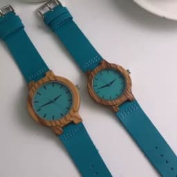 Unique Blue Genuine Leather Quartz Watch Men Women Fashion Minimalist Zebrawood Watch Case Couple Wristwatches Anniversary Gift