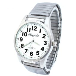 Elastic Elastic Band Quartz Couple Fashion Pair Watch Elderly Large Dial Pointer Digital Surface Men's Watch For Men Women
