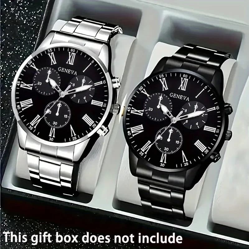 2pcs Luxury Men's Quartz Watch Set, Business & Casual Wear - Ideal Gift for Back To School, Christmas, Birthdays