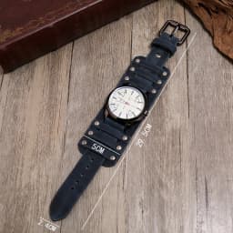 New Men's Watches Retro Clocks Punk Style Genuine Leather Strap Quartz Wristwatch 2024 Fashion Men Gift Lovers Cowhide Watch
