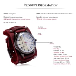 New Men's Watches Retro Clocks Punk Style Genuine Leather Strap Quartz Wristwatch 2024 Fashion Men Gift Lovers Cowhide Watch