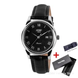 SKMEI 9058 Time Leather Strap Sports Waterproof Wristwatches Date Clock Lovers Quartz Women Men Watch Love Witness Reloj Hombre