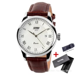 SKMEI 9058 Time Leather Strap Sports Waterproof Wristwatches Date Clock Lovers Quartz Women Men Watch Love Witness Reloj Hombre