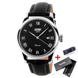 SKMEI 9058 Time Leather Strap Sports Waterproof Wristwatches Date Clock Lovers Quartz Women Men Watch Love Witness Reloj Hombre
