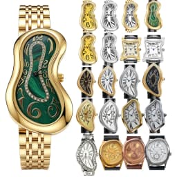 Luxury Quartz Men's Watch Vintage Cash Creative Melting Twisted Watches for Women Irregular Case Leather Y2K Ins Style Watch
