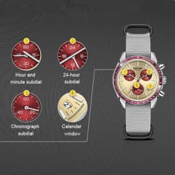 MEGIR Chronograph Canvas Strap Men Sport Quartz Watches Waterproof Calendar Casual Wristwatch with 24-hour Relogio Masculino