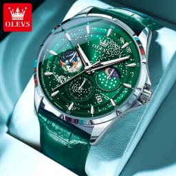 OLEVS Full Green Men's Watch Auto Date Waterproof Man Wristwatches