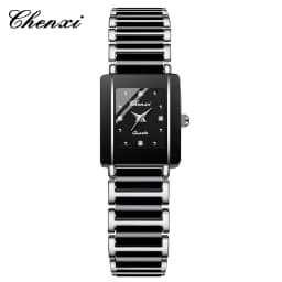 CHENXI 104A Fashion Couple Watches Rectangle Quartz Watch for Women Men Lovers Simulated-Ceramics Relojes Para Damas Reloj Mujer