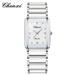 CHENXI 104A Fashion Couple Watches Rectangle Quartz Watch for Women Men Lovers Simulated-Ceramics Relojes Para Damas Reloj Mujer