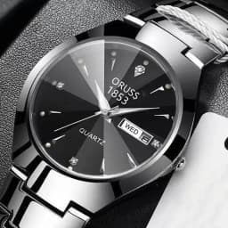 ORUSS Relogio Feminino Couple Watch Men Quartz watch for Lovers Luxury Womens wristwatch Week Display Stainless Steel Waterproof