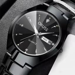 ORUSS Relogio Feminino Couple Watch Men Quartz watch for Lovers Luxury Womens wristwatch Week Display Stainless Steel Waterproof