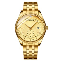 CHENXI Luxury Brand Casual Couple Watch Golden Stainless Steel Quartz Watch for Men's and Women's Waterproof Luminous Wristwatch