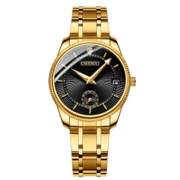 CHENXI Luxury Brand Casual Couple Watch Golden Stainless Steel Quartz Watch for Men's and Women's Waterproof Luminous Wristwatch