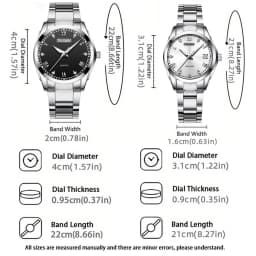 2pcs/set Couple Watch, Luxurious Stainless Steel Couple's Wristwatches,Quartz Watches,Valentine's Day Gifts, Women Gift