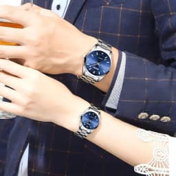 2pcs/set Couple Watch, Luxurious Stainless Steel Couple's Wristwatches,Quartz Watches,Valentine's Day Gifts, Women Gift