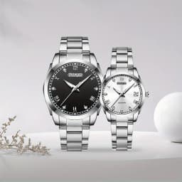 2pcs/set Couple Watch, Luxurious Stainless Steel Couple's Wristwatches,Quartz Watches,Valentine's Day Gifts, Women Gift
