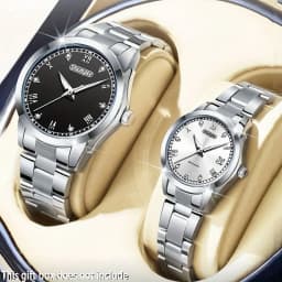 2pcs/set Couple Watch, Luxurious Stainless Steel Couple's Wristwatches,Quartz Watches,Valentine's Day Gifts, Women Gift