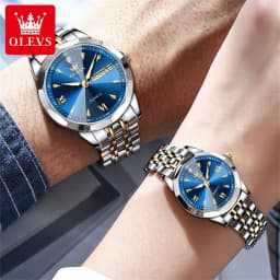 OLEVS 9998 Quartz Couple Watches Original Rhombus Mirror Waterproof Dress Wristwatch Luminous Date Fashion Watch For Men Women