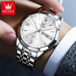 OLEVS 9998 Quartz Couple Watches Original Rhombus Mirror Waterproof Dress Wristwatch Luminous Date Fashion Watch For Men Women