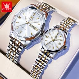 OLEVS 9998 Quartz Couple Watches Original Rhombus Mirror Waterproof Dress Wristwatch Luminous Date Fashion Watch For Men Women