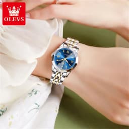 OLEVS 9998 Quartz Couple Watches Original Rhombus Mirror Waterproof Dress Wristwatch Luminous Date Fashion Watch For Men Women