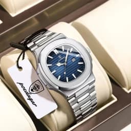 POEDAGAR Casual Couple Watch Waterproof Luminous Date Stainless Steel Love Wristwatch Square Quartz Watches for Boyfriend Reloj