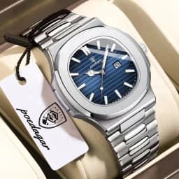 POEDAGAR Casual Couple Watch Waterproof Luminous Date Stainless Steel Love Wristwatch Square Quartz Watches for Boyfriend Reloj