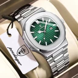 POEDAGAR Casual Couple Watch Waterproof Luminous Date Stainless Steel Love Wristwatch Square Quartz Watches for Boyfriend Reloj