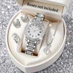 5pcs Luxury Women's Quartz Watch and Jewelry Set Quartz Movement, Elegant Women's Watch for Women, Holiday Gifts for Women