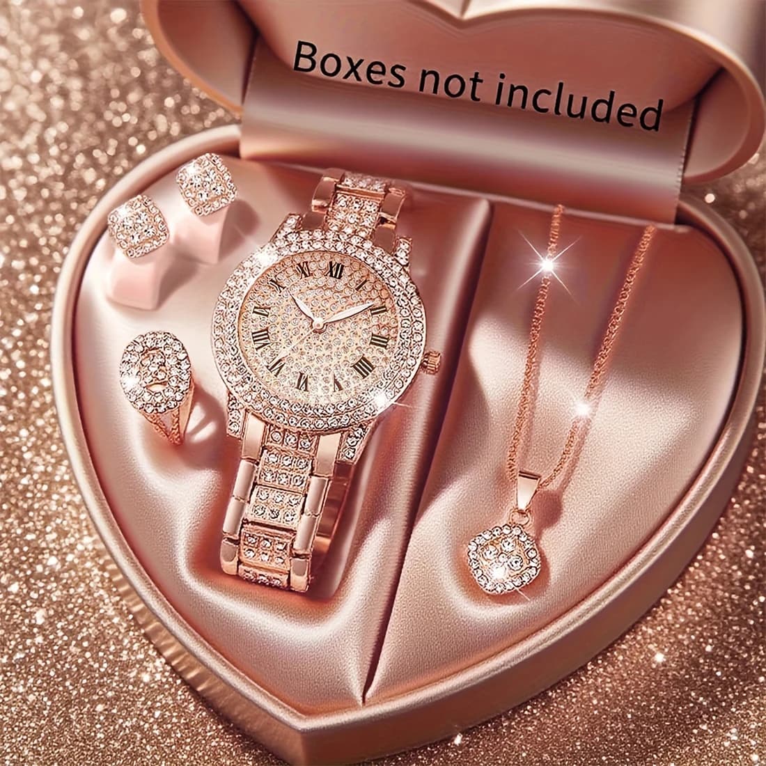 5pcs Luxury Women's Quartz Watch and Jewelry Set Quartz Movement, Elegant Women's Watch for Women, Holiday Gifts for Women