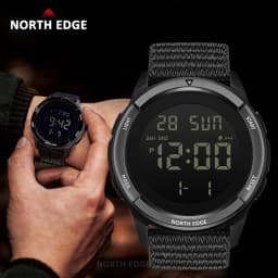 NORTH EDGE TERRAX Outdoor sports waterproof round large characters luminous alarm calendar super long standby electronic watch