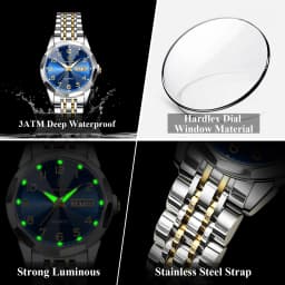 POEDAGAR Top Fashion Watches For Couple Waterproof Date Week Couple's Watches Quartz Stainless Steel Couple Watch Lovers Set+Box