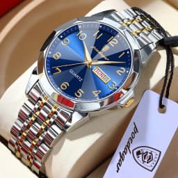 POEDAGAR Top Fashion Watches For Couple Waterproof Date Week Couple's Watches Quartz Stainless Steel Couple Watch Lovers Set+Box